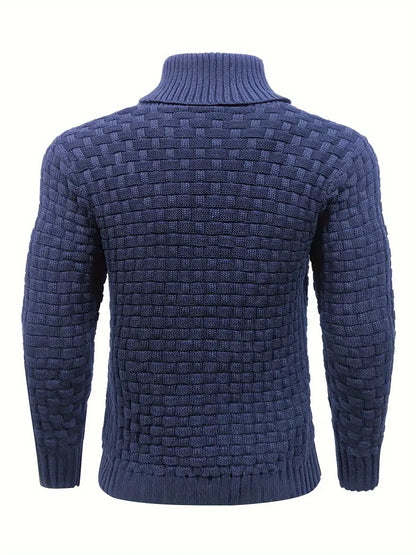 VogeLuxe | Men’s Textured Shawl Collar Button Pullover Sweater