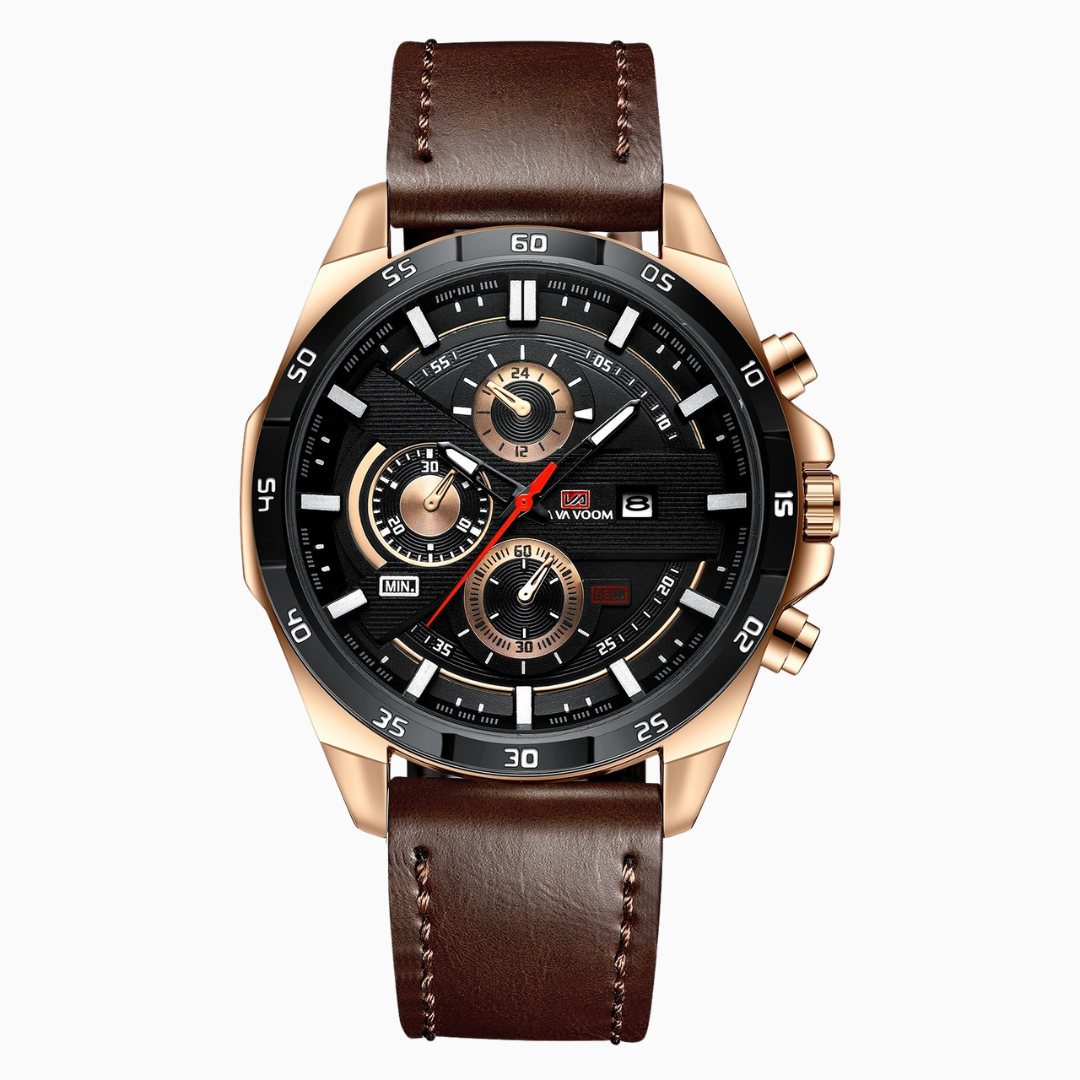 Luxury Men's Classic Leather Watch - VogeLuxe