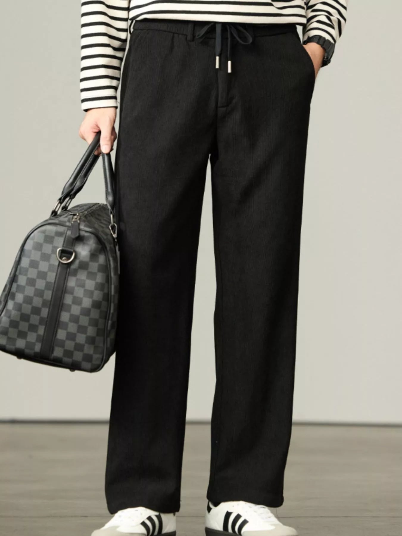 Relaxed Fit Cotton Corduroy Trousers for Men