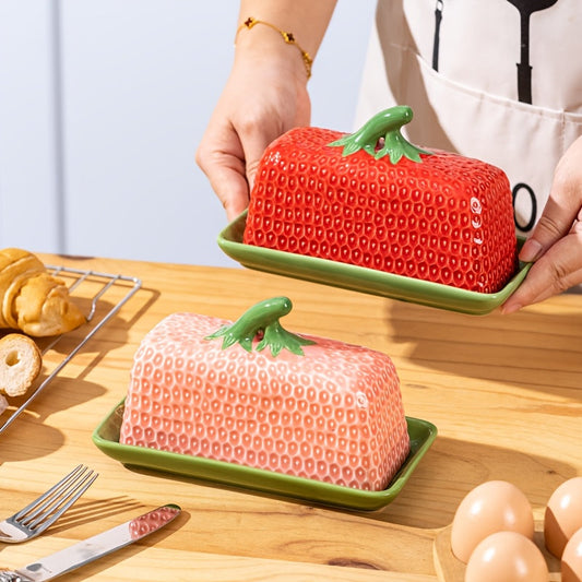 Colorful Strawberry Ceramic Butter Container - VogeLuxe