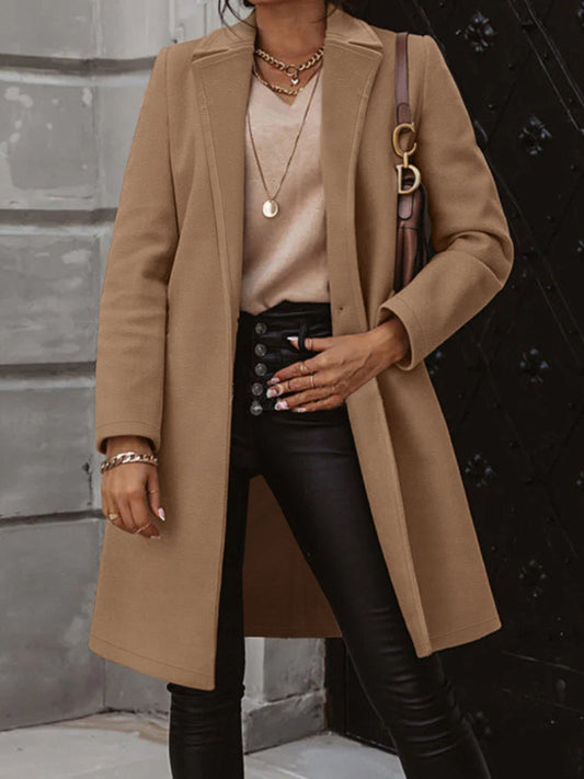 Classic Fit Long Sleeve Button Down Coat - VogeLuxe