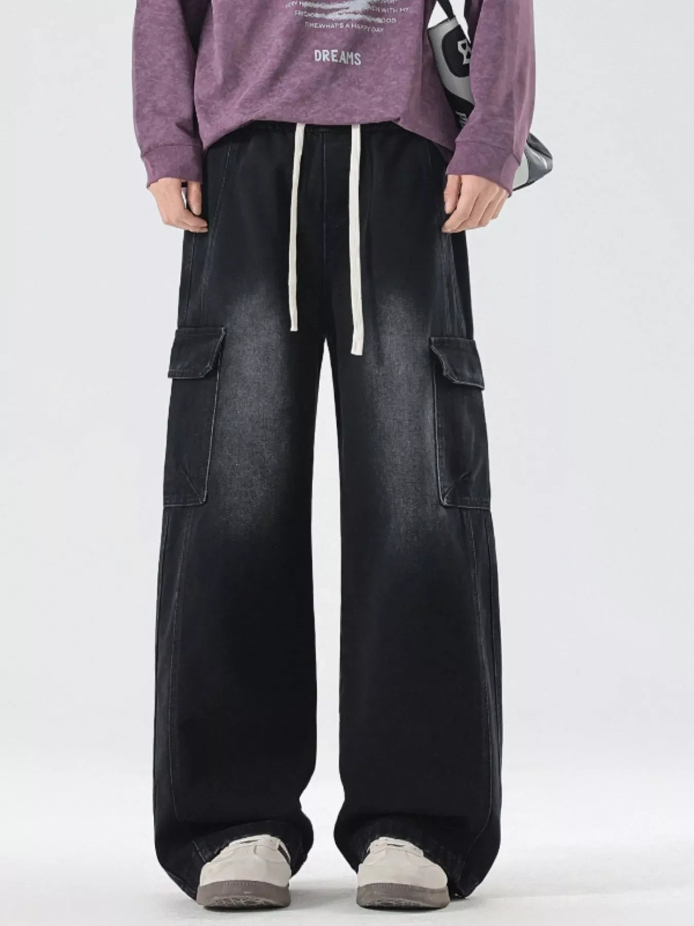 Relaxed Fit Mens Cargo Pants with Elastic Waist