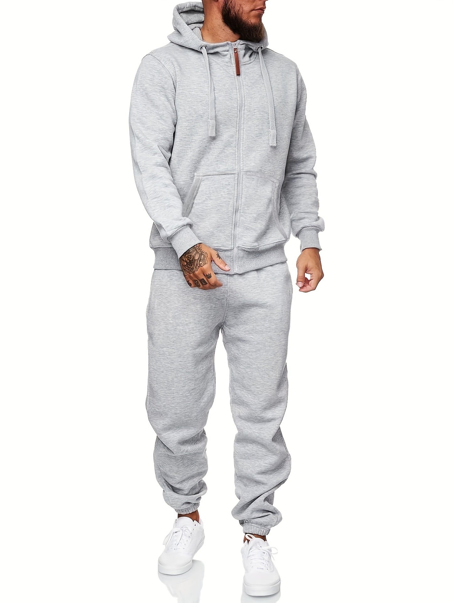 Relaxed Fit Hooded Jogger Suit for Men
