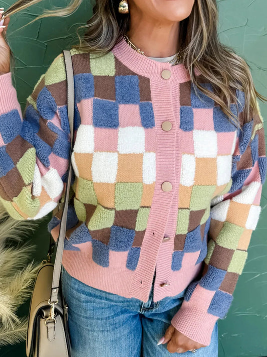 Classic Plaid Open-Front Cardigan Sweater - VogeLuxe