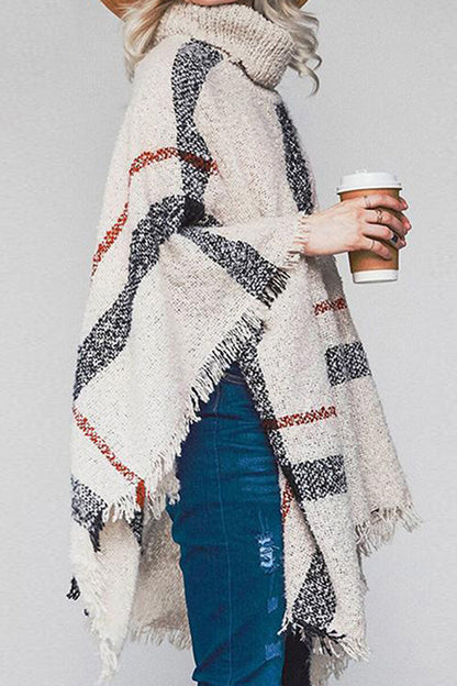 Stylish Frayed Edge Poncho Cape - VogeLuxe