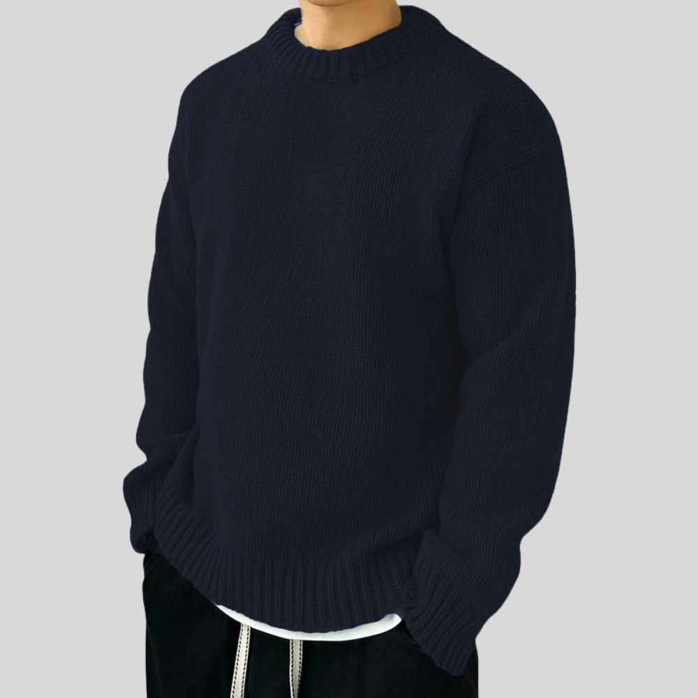 VogeLuxe | Men’s Oversized Heavy Rib Knit Crew Neck Sweater