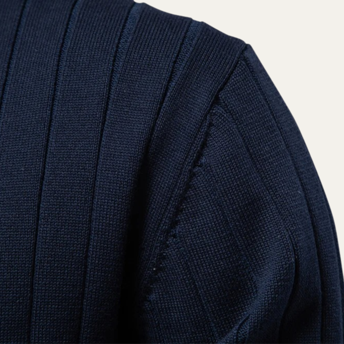 VogeLuxe | Men’s V Neck Rib Knit Cardigan with Striped Trim