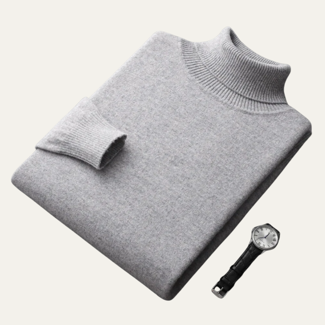 VogeLuxe | Men’s Smooth Knit Fitted Turtleneck Sweater