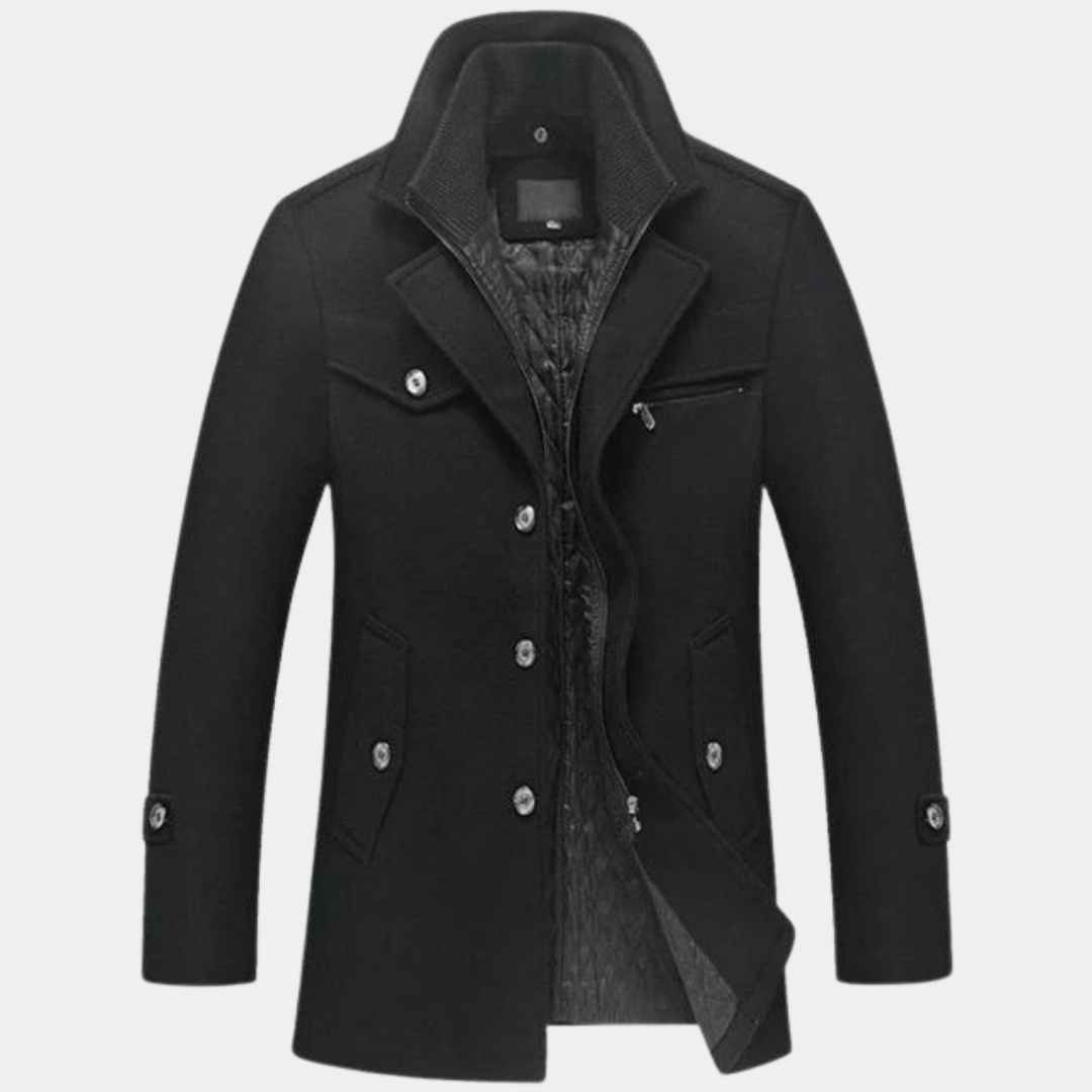 VogeLuxe | Men’s Wool Blend Car Coat with Quilted Zip Lining