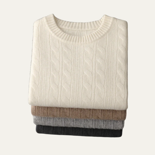 VogeLuxe | Men’s Classic Cable-Knit Crewneck Sweater