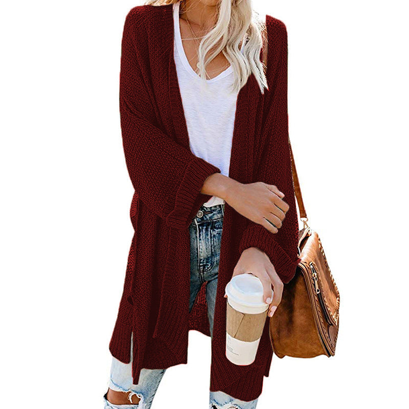 Cozy Women's Open Front Winter Cardigan with Pockets - VogeLuxe