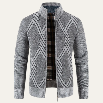 VogeLuxe | Men's Full Zip Knit Cardigan with Standing Collar