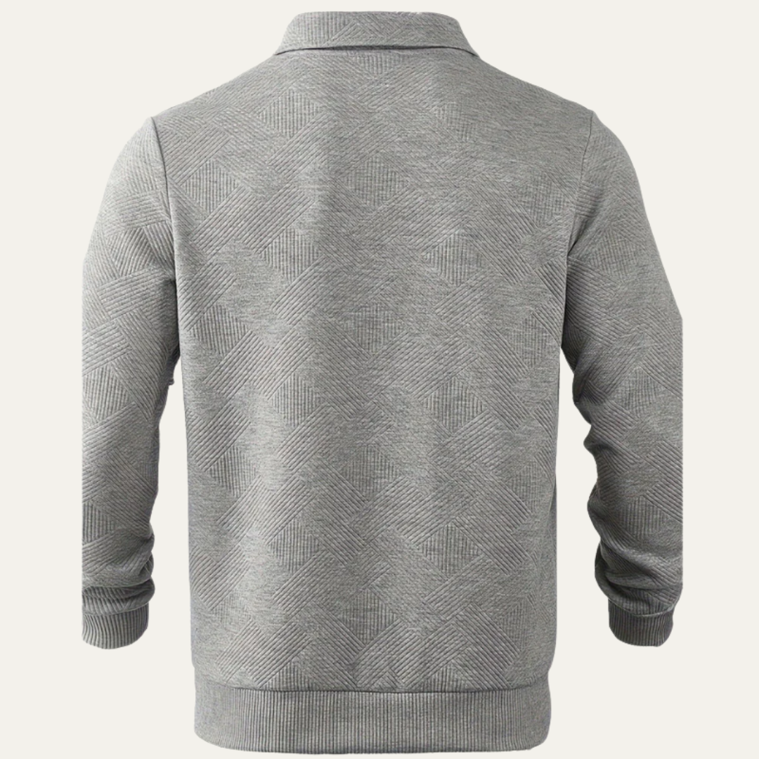 VogeLuxe | Men’s Textured Quarter Zipper Polo Sweater