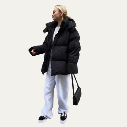 VogeLuxe | Women’s Oversized High-Neck Cropped Puffer Jacket