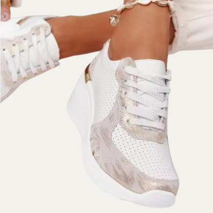 VogeLuxe | Women’s Platform Wedge Sneakers with Metallic Accents