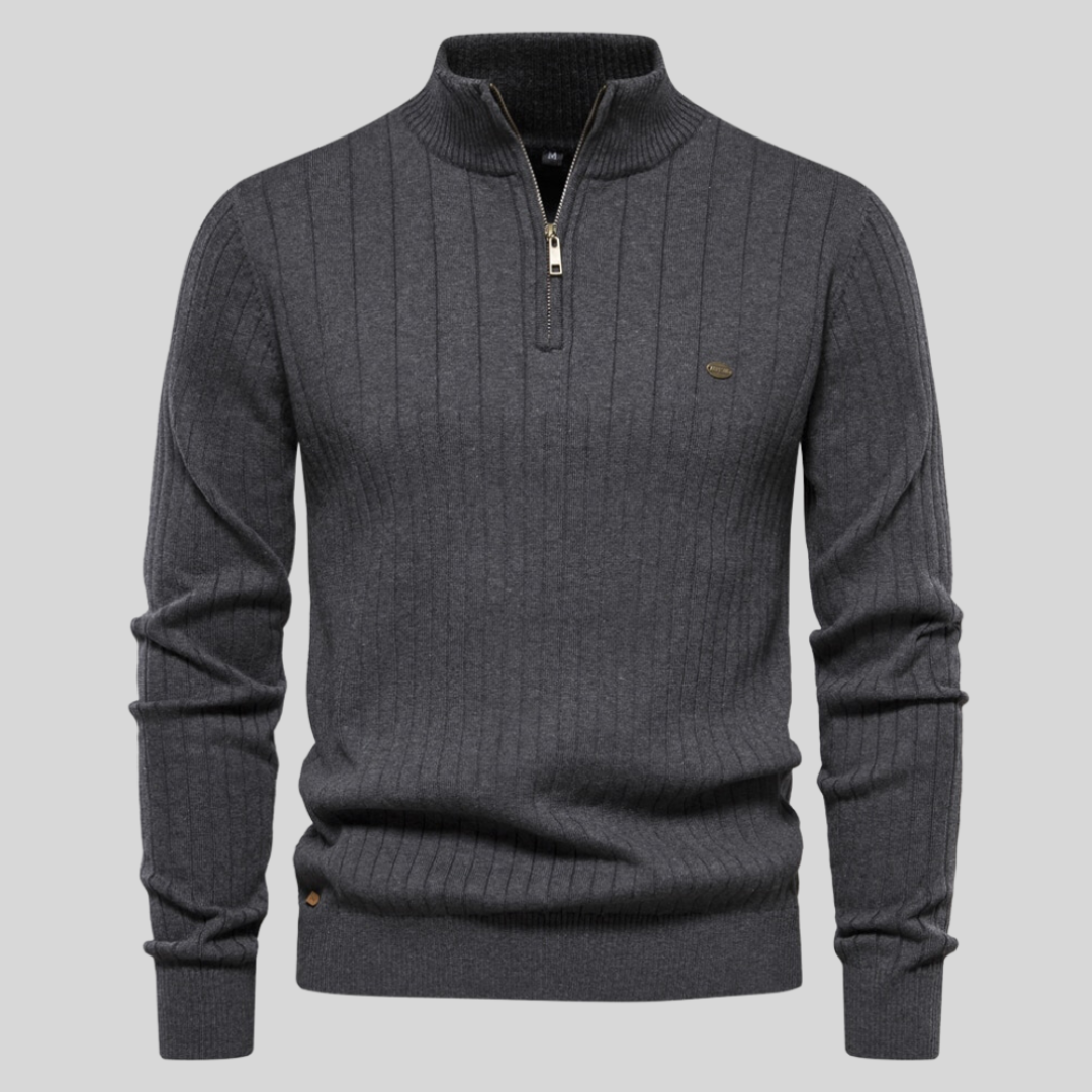 Men's Casual Quarter Zip Long Sleeve Pullover