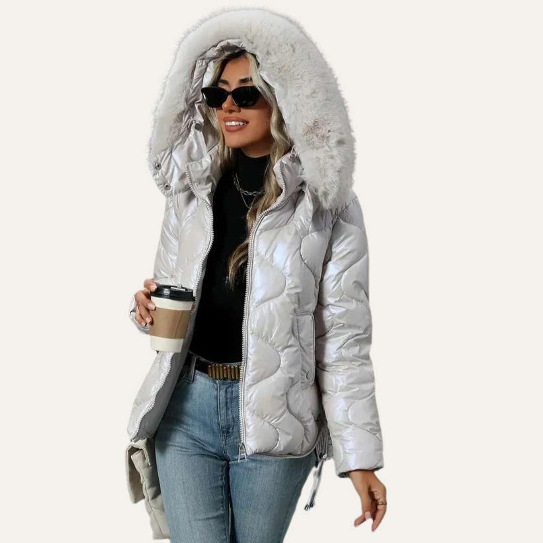 VogeLuxe | Women’s Metallic Quilted Puffer Jacket