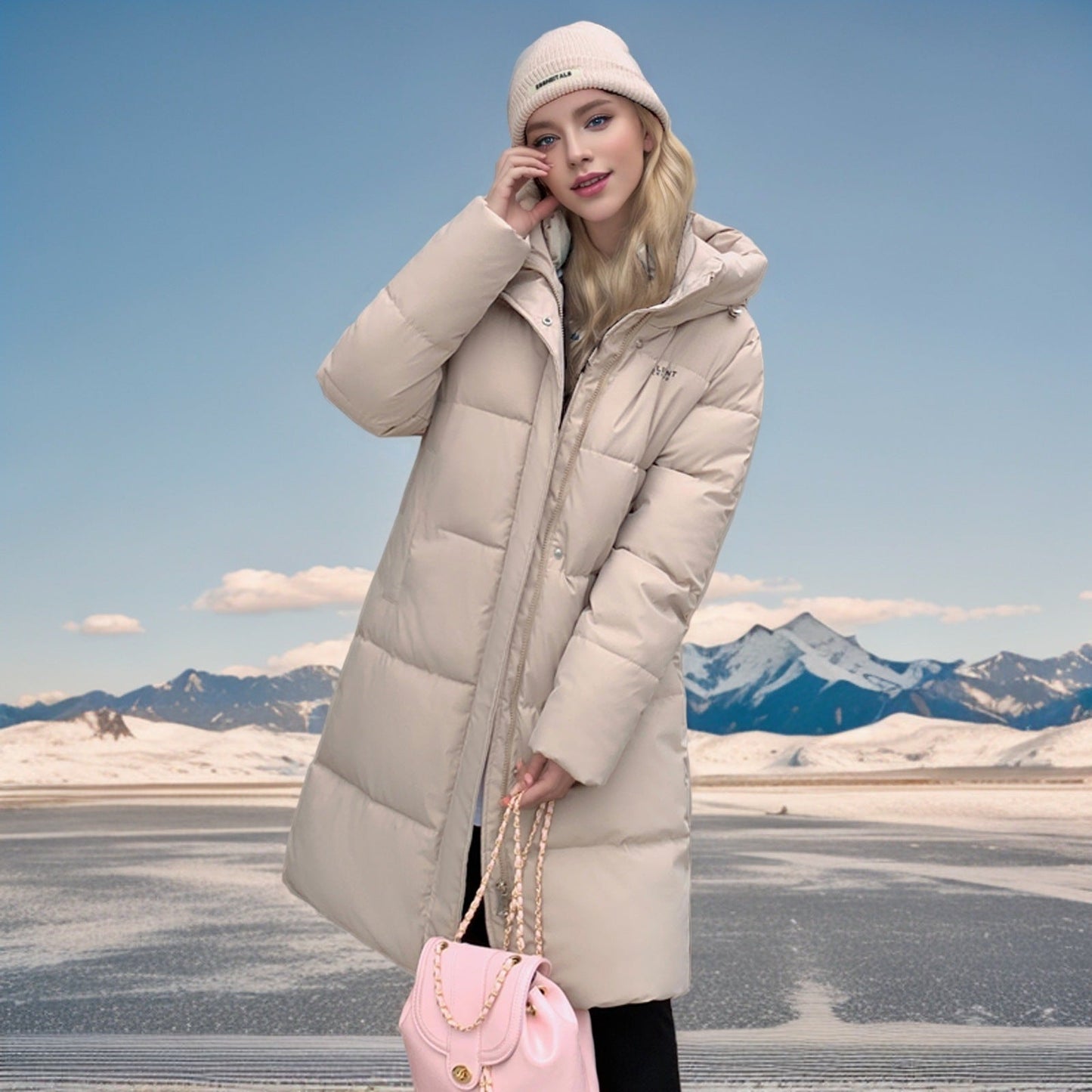 Warm Women's Black Padded Parka Winter Jacket with Hood