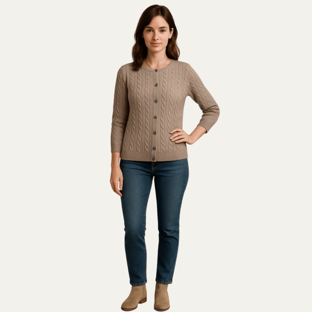 VogeLuxe | Women’s Cable Knit Button-Front Cardigan