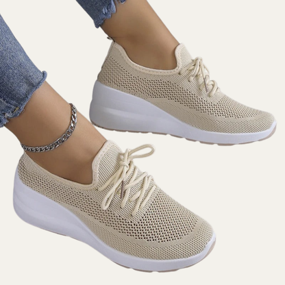 VogeLuxe | Women’s Casual Knit Lace Up Platform Sneakers