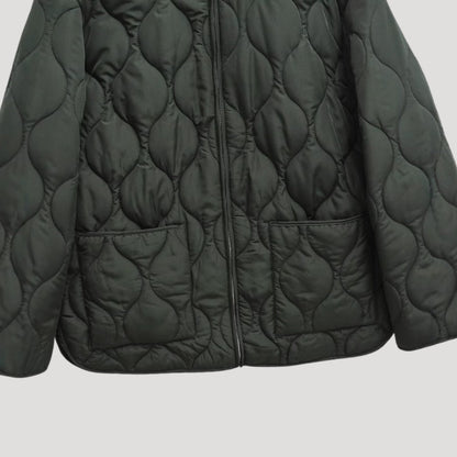 VogeLuxe | Women’s Wave Quilted Collarless Zip Jacket