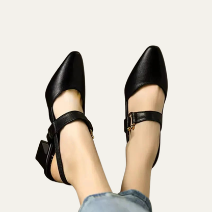 VogeLuxe | Women’s Pointed Toe Slingback Pumps with Block Heel