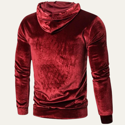 VogeLuxe | Men’s Velvet Pullover Hoodie with Kangaroo Pocket