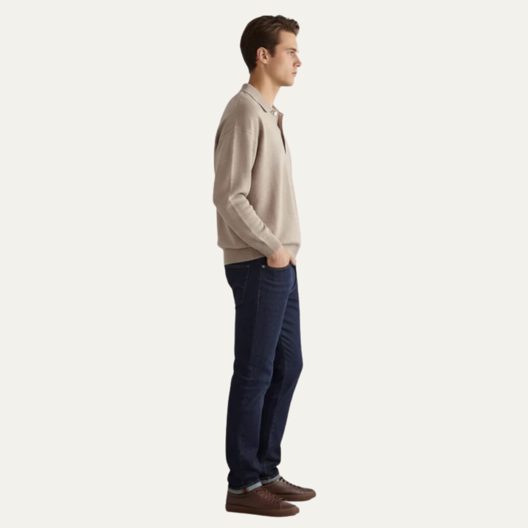 VogeLuxe | Men’s Fine Knit Long Sleeve Polo Sweater