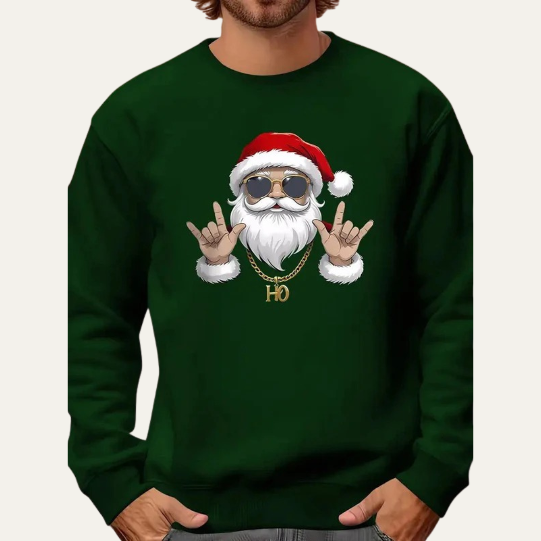VogeLuxe | Men’s Rock On Santa Christmas Sweatshirt