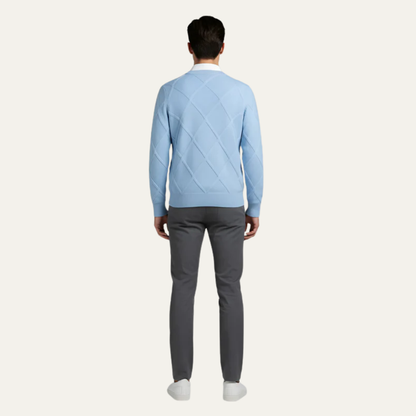 VogeLuxe | Men’s Diamond Knit Round Neck Sweater