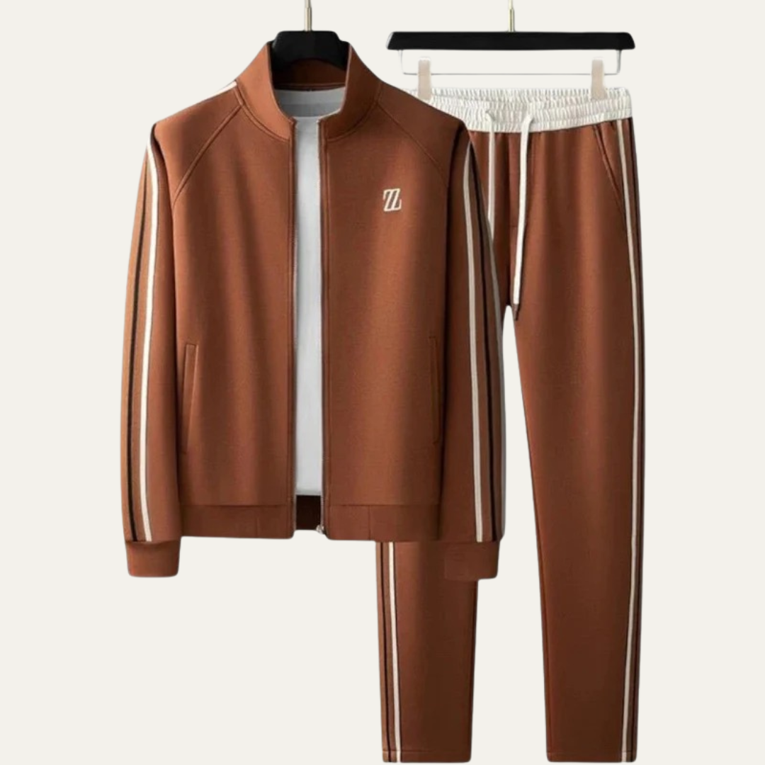 VogeLuxe | Men’s Stylish Leather-Trim Tracksuit Set