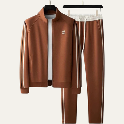 VogeLuxe | Men’s Stylish Leather-Trim Tracksuit Set