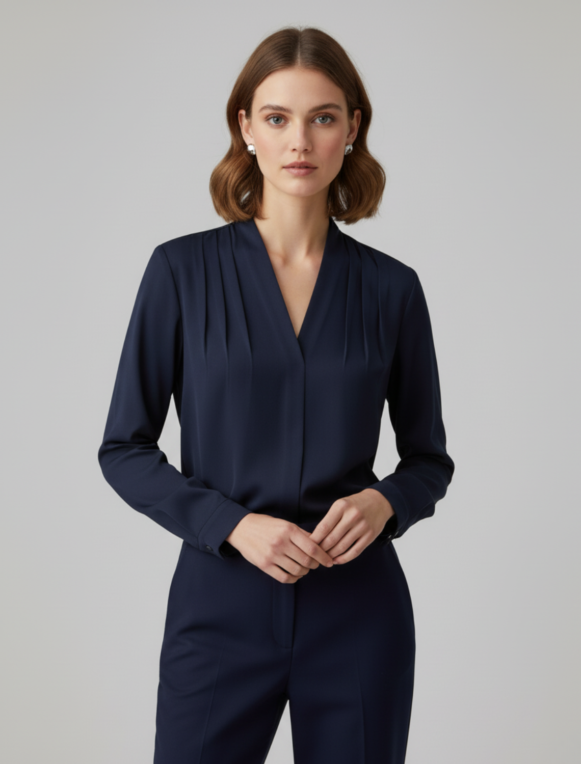Elegant Ruffled Satin Top with Fitted Waist