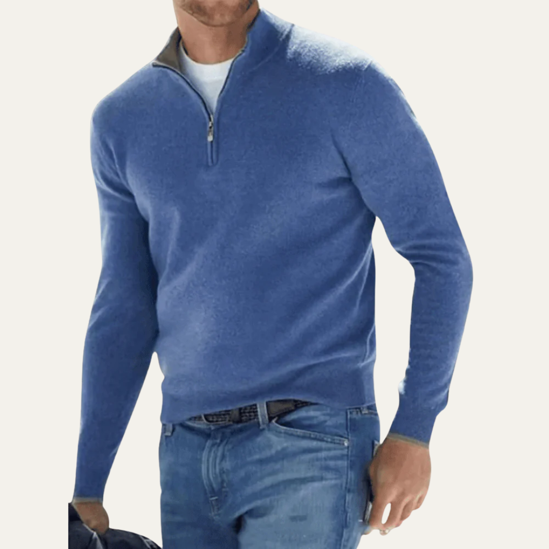 VogeLuxe | Men’s Minimalist Quarter Zip Long Sleeve Pullover