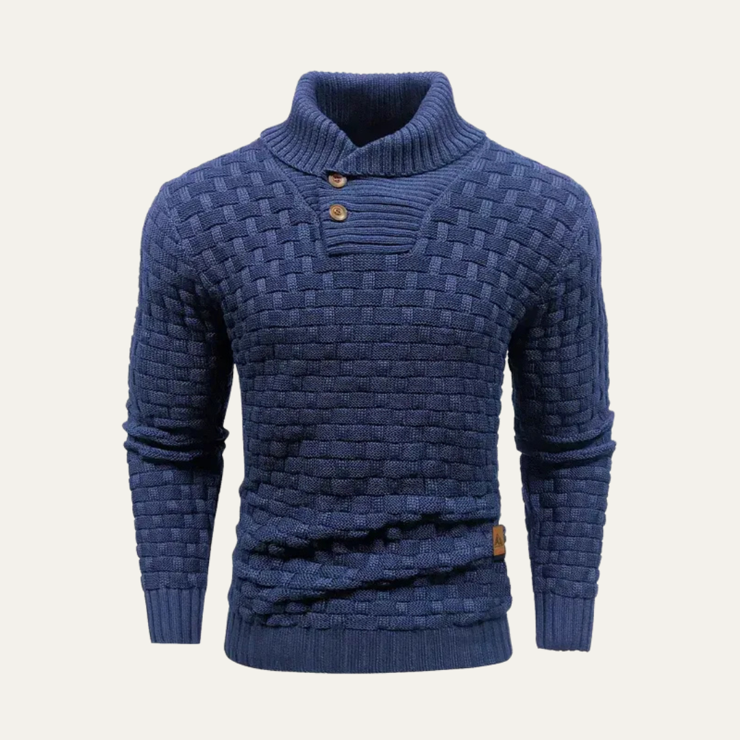 VogeLuxe | Men’s Shawl Collar Textured Knit Pullover Sweater