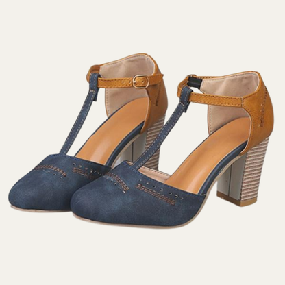 VogeLuxe | Women’s Vintage T Strap Block Heel Pumps