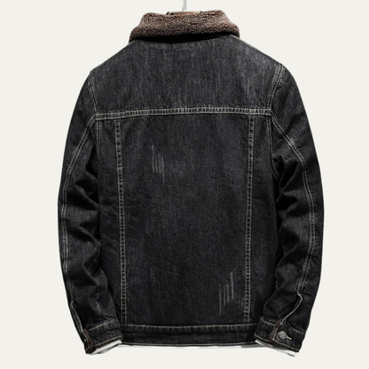 VogeLuxe | Men’s Winter Shearling Lined Denim Trucker Jacket