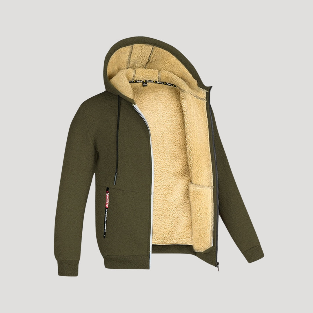 Men's Thick Fleece Lined Zip Up Hoodie - VogeLuxe