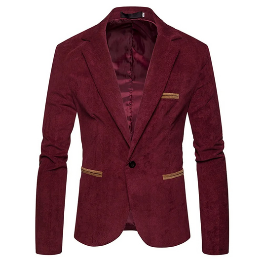 Classic Single Button Fitted Corduroy Jacket - VogeLuxe