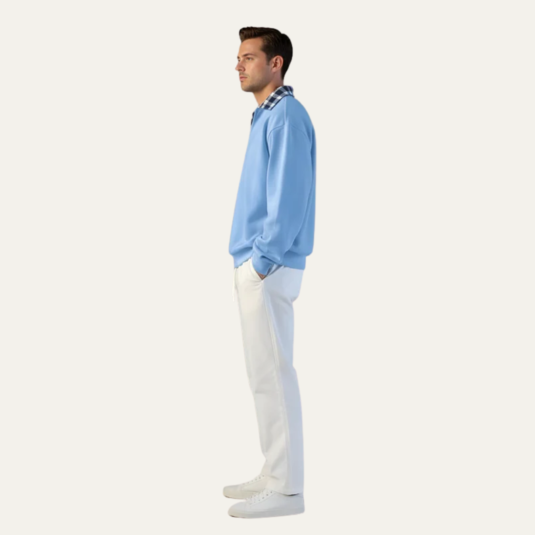 VogeLuxe | Men’s Relaxed Long Sleeve Polo Shirt