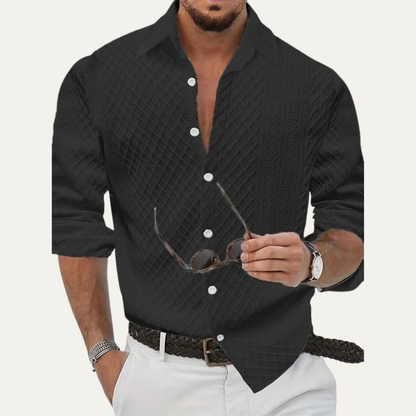 VogeLuxe | Men’s Embossed Waffle Texture Button Down Shirt