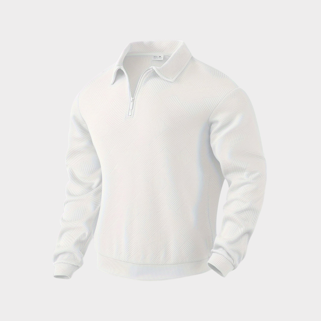 VogeLuxe | Men’s Quarter Zip Textured Knit Pullover