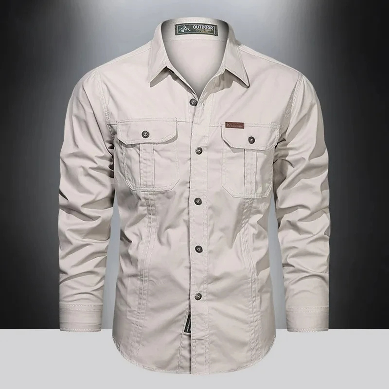 Practical Long Sleeve Work Shirt with Pocket Storage