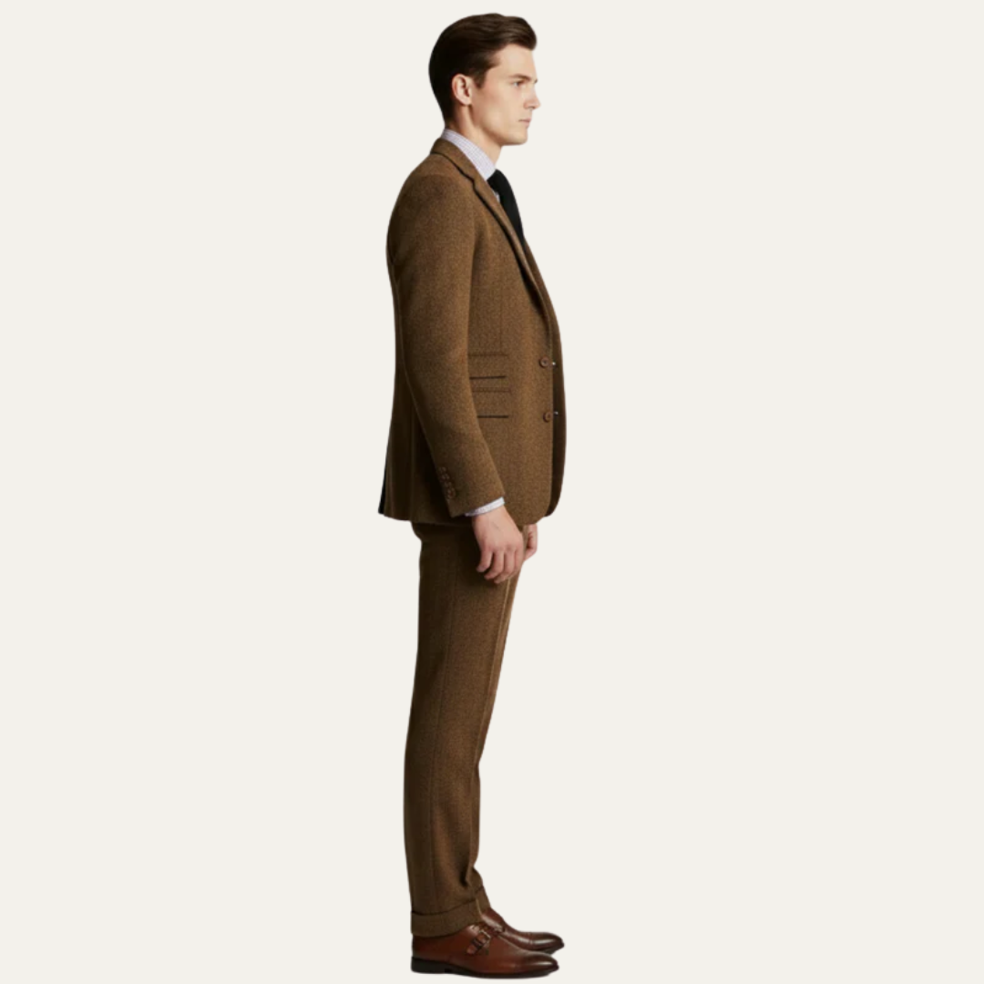 VogeLuxe | Men’s Textured Tweed Three Piece Suit