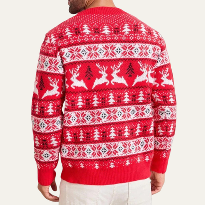 VogeLuxe | Men’s Festive Fair Isle Crewneck Knit Sweater