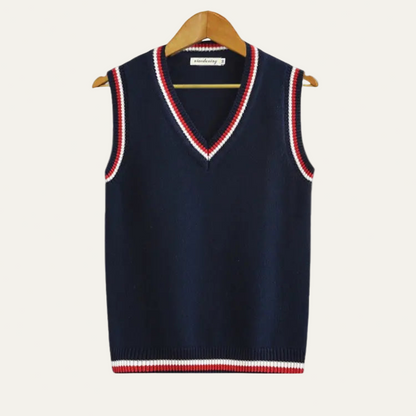 VogeLuxe | Men’s Textured V Neck Striped Sweater Vest