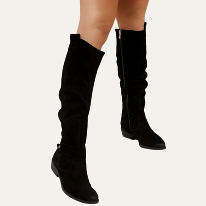 VogeLuxe | Women’s Tall Slouchy Knee High Boots with Buckle Detail