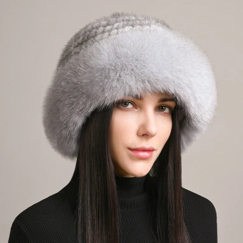 Soft Mink Fur Winter Hat for Warmth