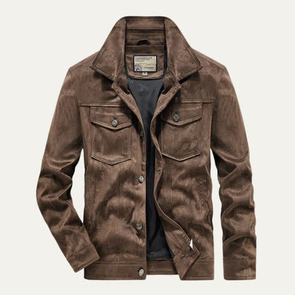 VogeLuxe | Men’s Textured Suede Trucker Jacket