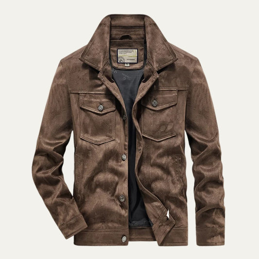 VogeLuxe | Men’s Textured Suede Trucker Jacket